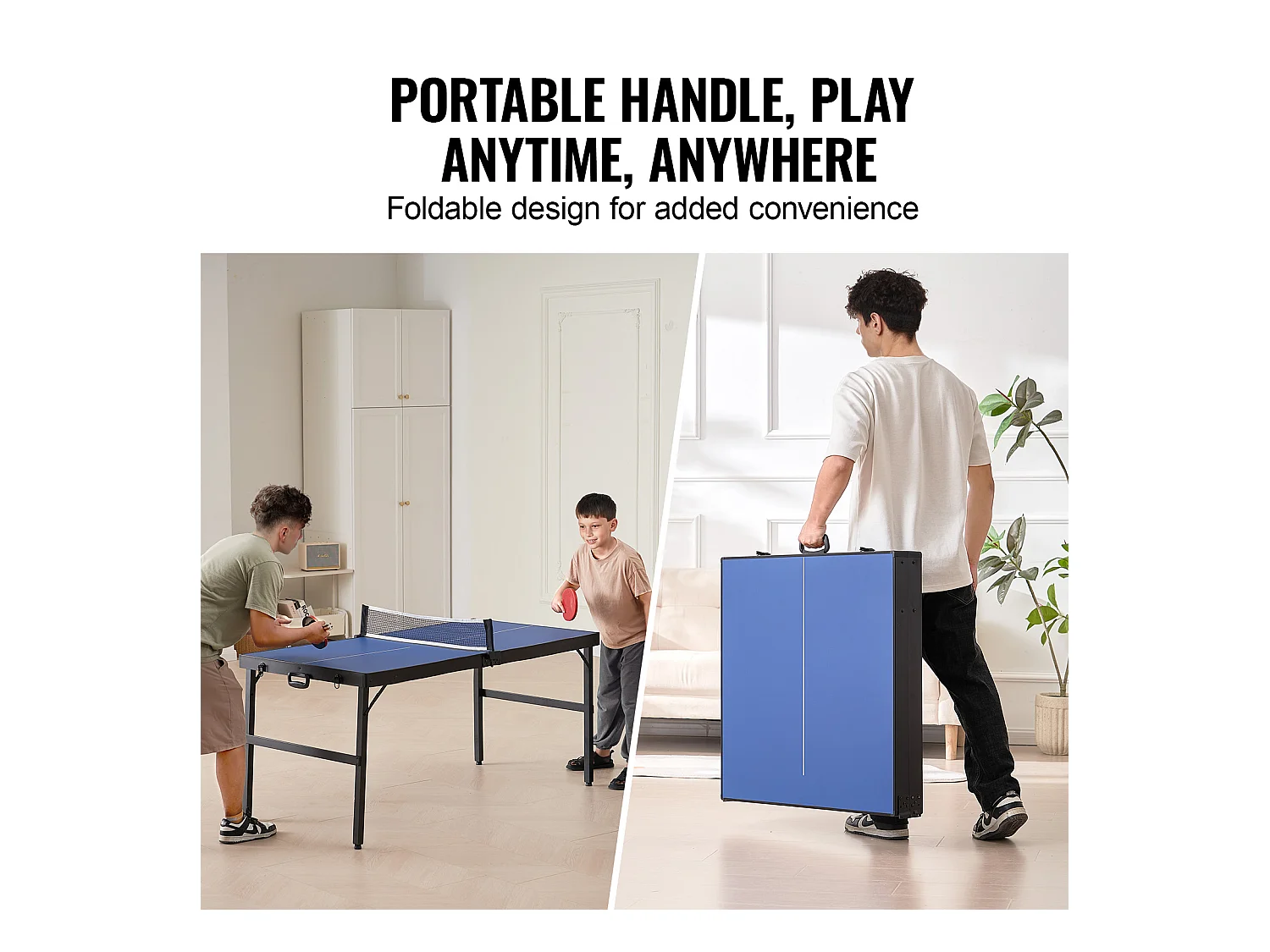 Table de Ping-Pong SucceBuy, Table de Ping-Pong Pliable, Mid-Size, MDF,  Utilisation en Intérieur