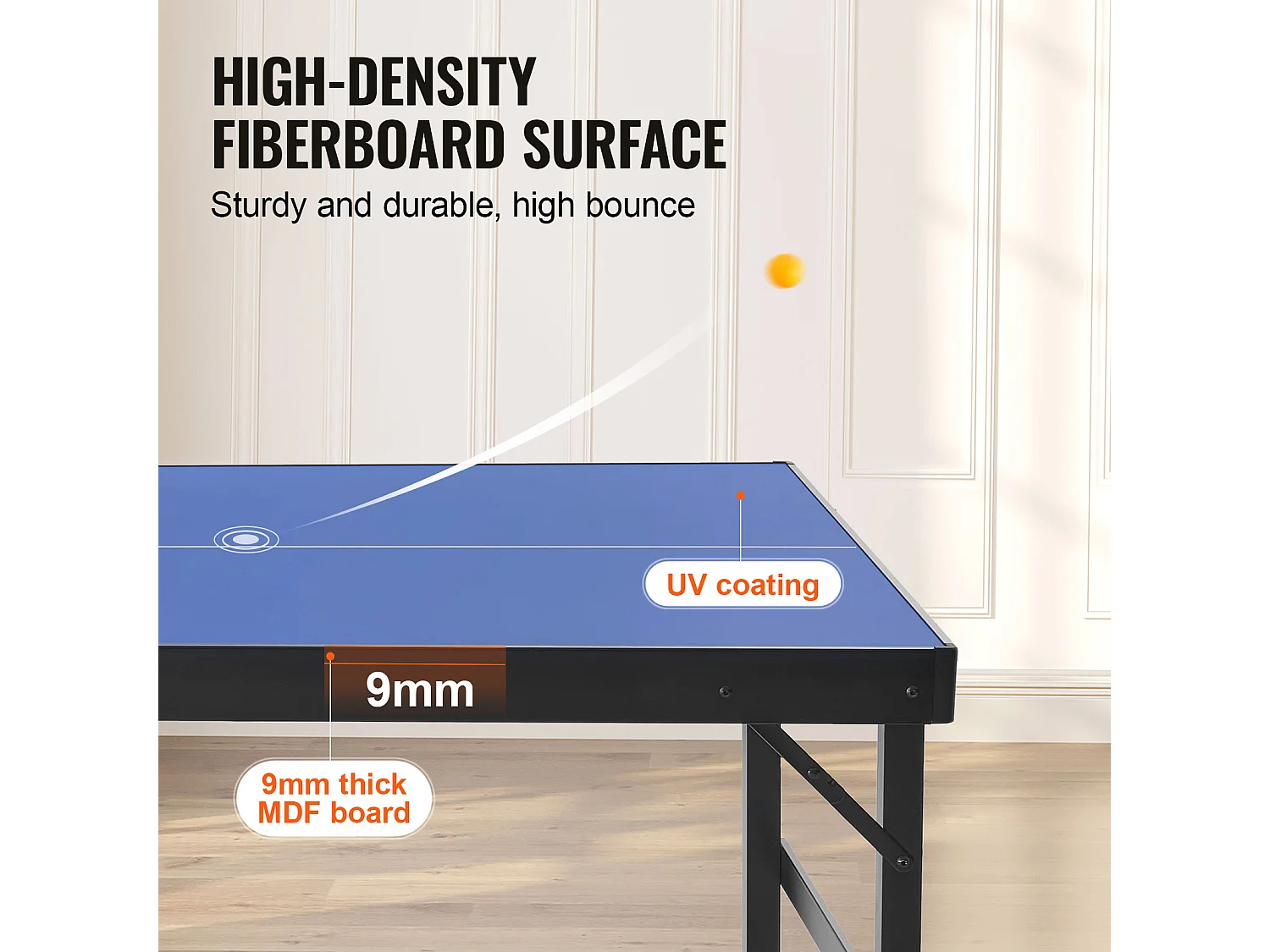 Table de Ping-Pong SucceBuy, Table de Ping-Pong Pliable, Mid-Size, MDF,  Utilisation en Intérieur