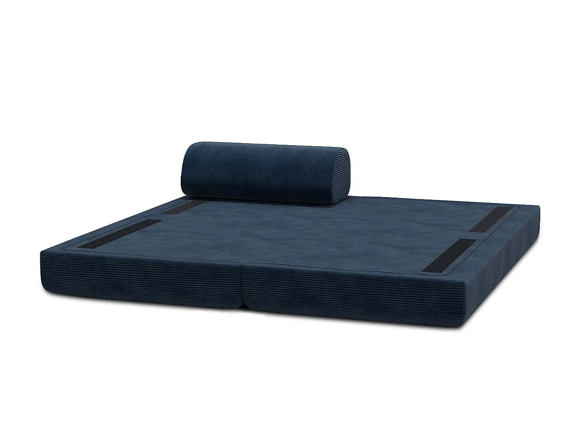 Méridienne modulable et convertible - Velours côtelé - Bleu