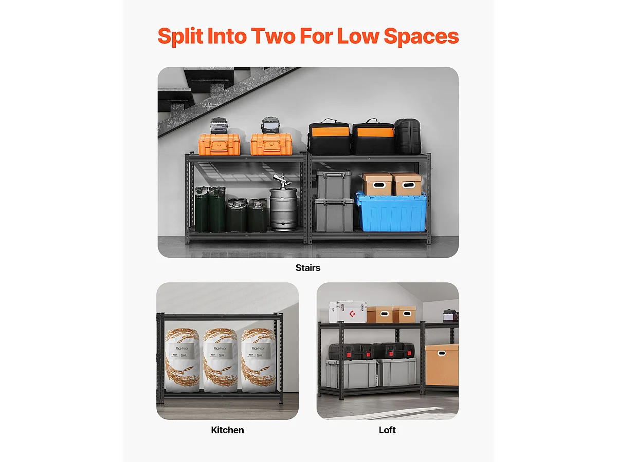 Sterke Verstelbare Opbergplanken SucceBuy met 4 Niveaus, 1088 kg, van SPCC-Koolstofstaal, voor Keukens, Garages