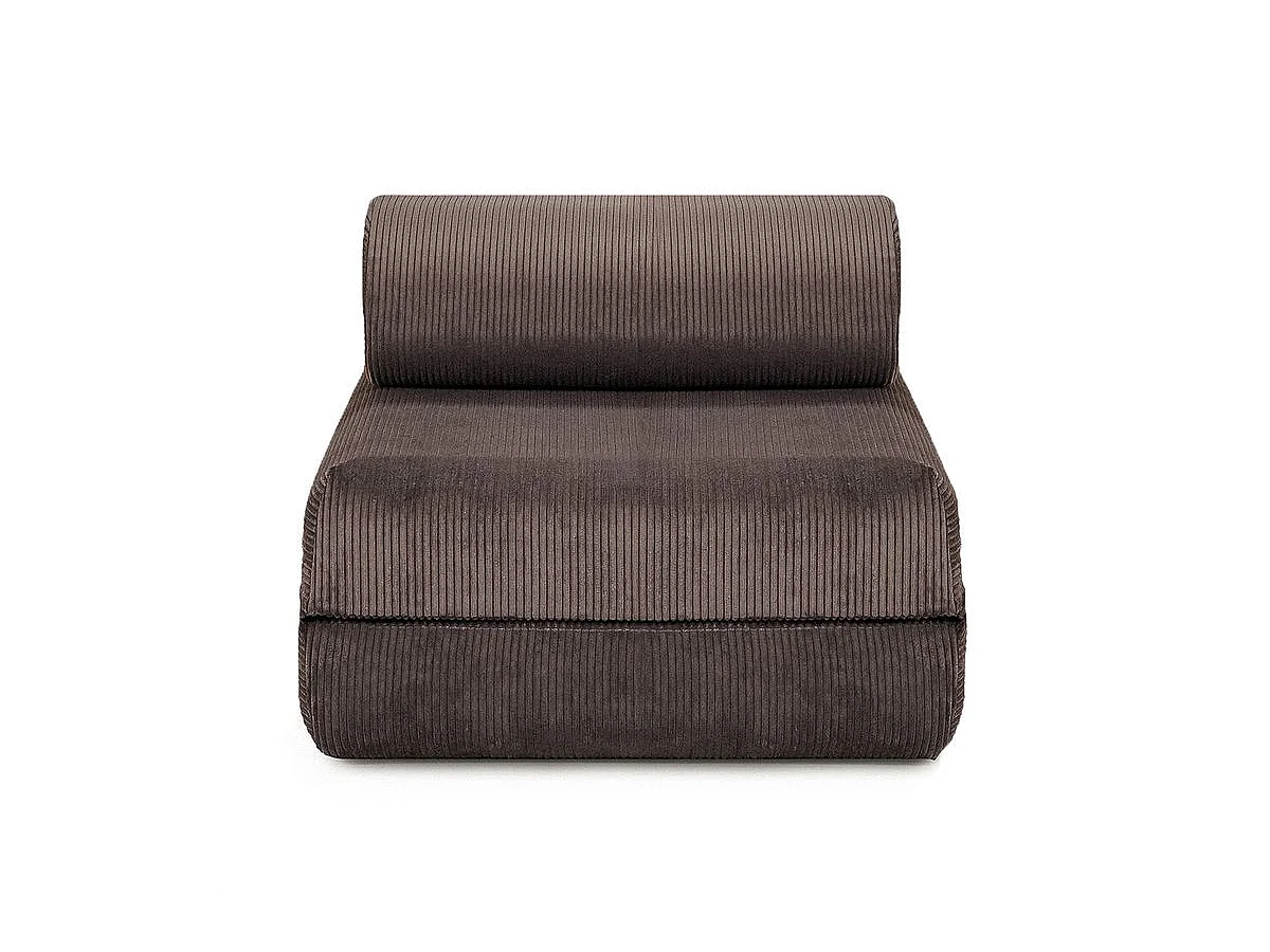 Fauteuil modulable et convertible - Velours côtelé - Marron