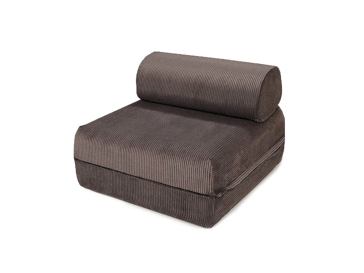 Fauteuil modulable et convertible - Velours côtelé - Marron