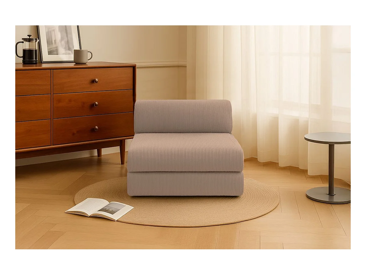 Fauteuil modulable et convertible - Velours côtelé - Taupe