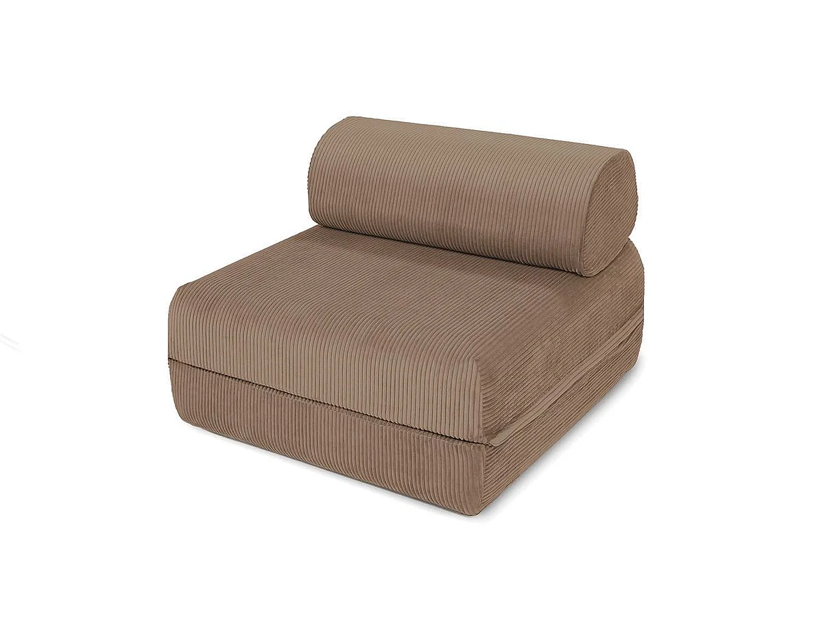 Fauteuil modulable et convertible - Velours côtelé - Taupe