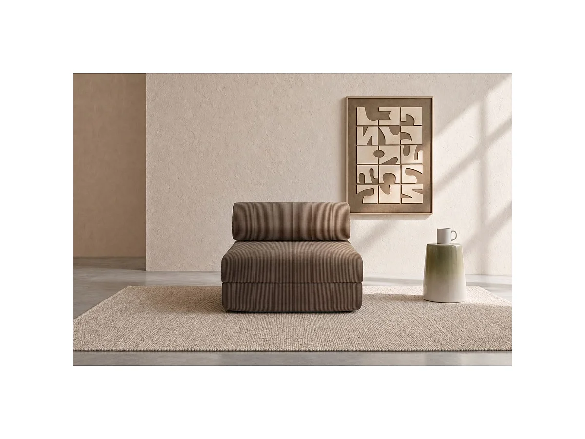 Omvormbare fauteuil in taupe corduroy