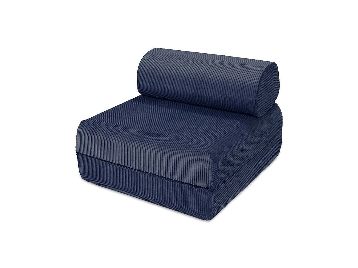 Fauteuil modulable et convertible - Velours côtelé - Bleu