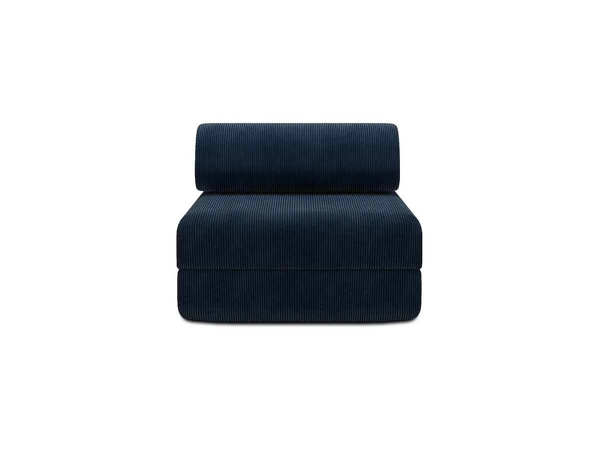 Blauwe corduroy fauteuil, geschikt om mee te ontspannen