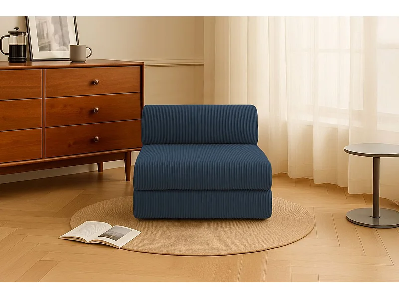 Fauteuil modulable et convertible - Velours côtelé - Bleu