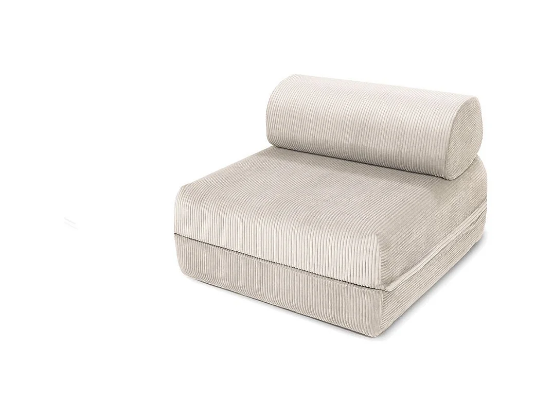 Fauteuil modulable et convertible - Velours côtelé - Blanc