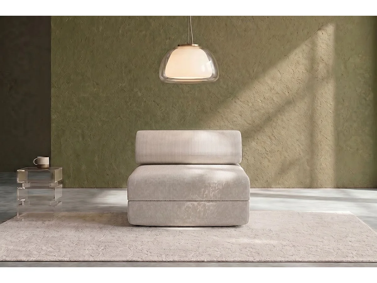 Fauteuil modulable et convertible - Velours côtelé - Blanc