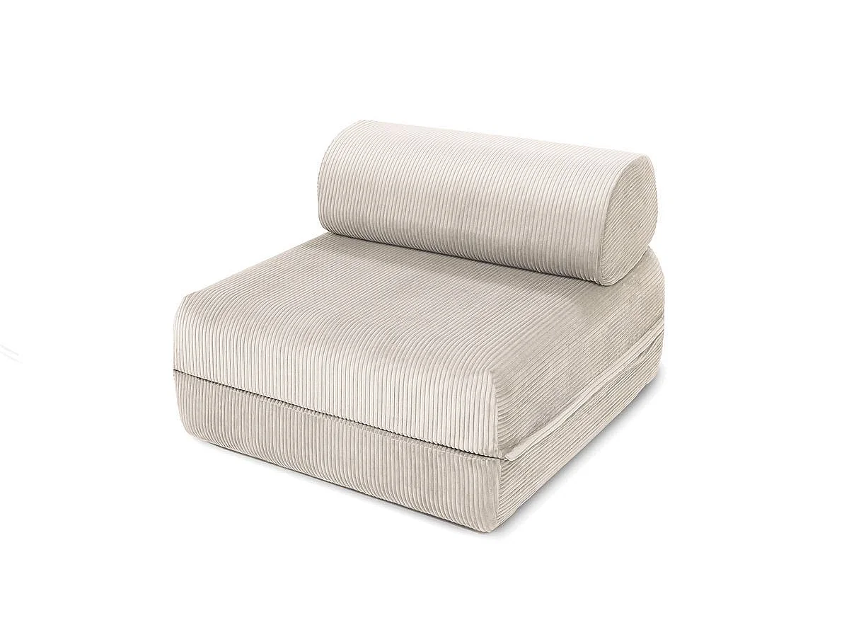 Fauteuil modulable et convertible - Velours côtelé - Blanc