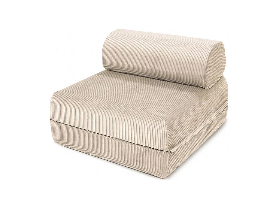 Fauteuil modulable et convertible - Velours côtelé - Beige