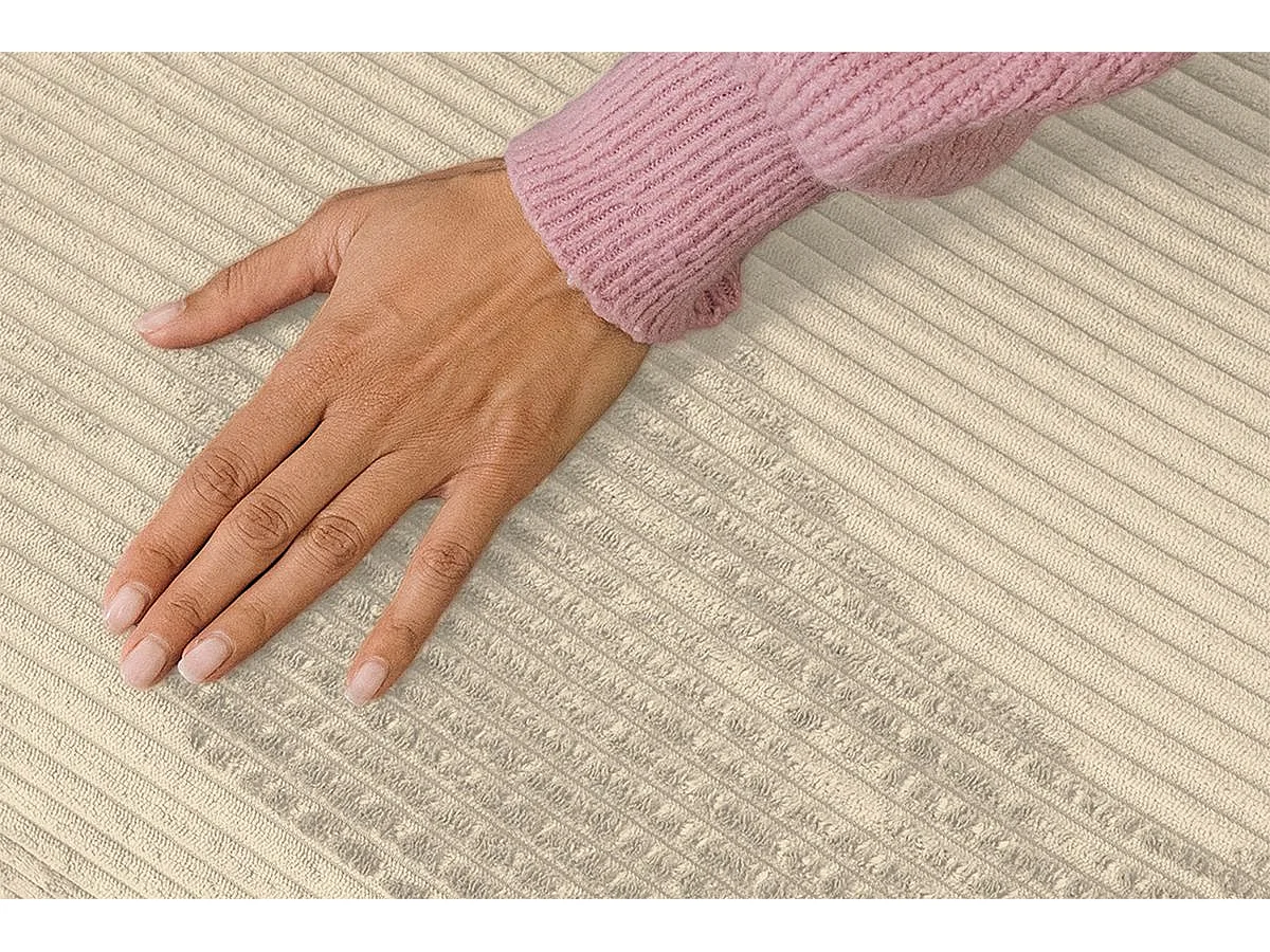 Fauteuil modulable et convertible - Velours côtelé - Beige