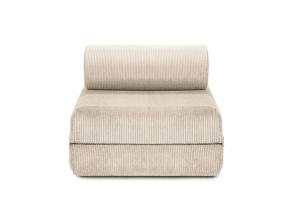 Fauteuil modulable et convertible - Velours côtelé - Beige