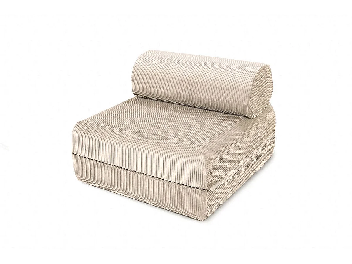 Fauteuil modulable et convertible - Velours côtelé - Beige