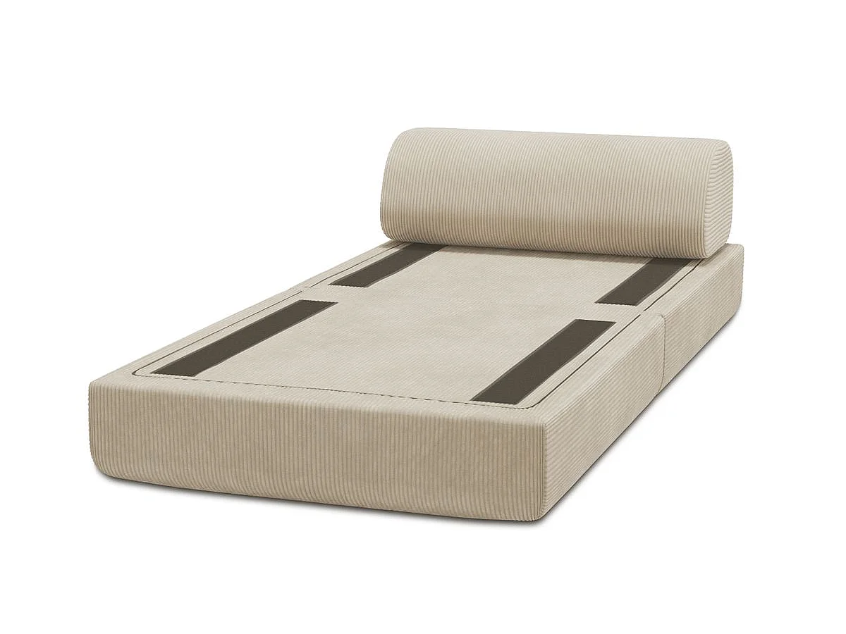 Fauteuil modulable et convertible - Velours côtelé - Beige