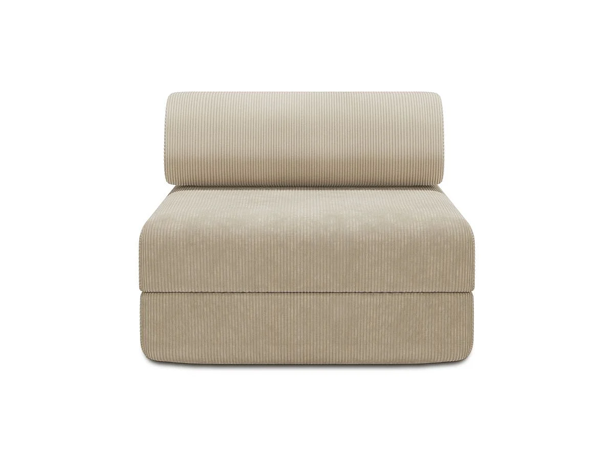 Fauteuil modulable et convertible - Velours côtelé - Beige