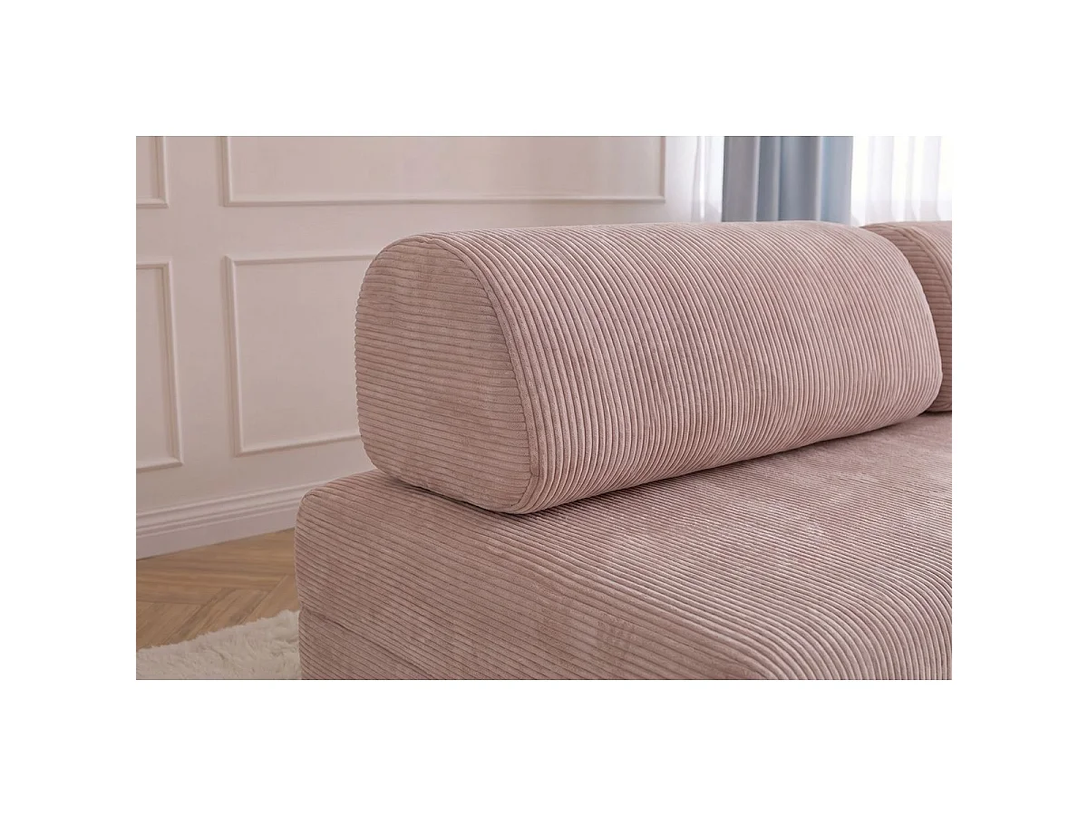 Fauteuil modulable et convertible - Velours côtelé - Rose pâle