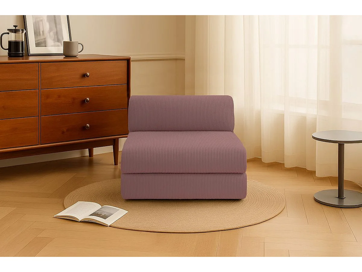 Fauteuil modulable et convertible - Velours côtelé - Rose