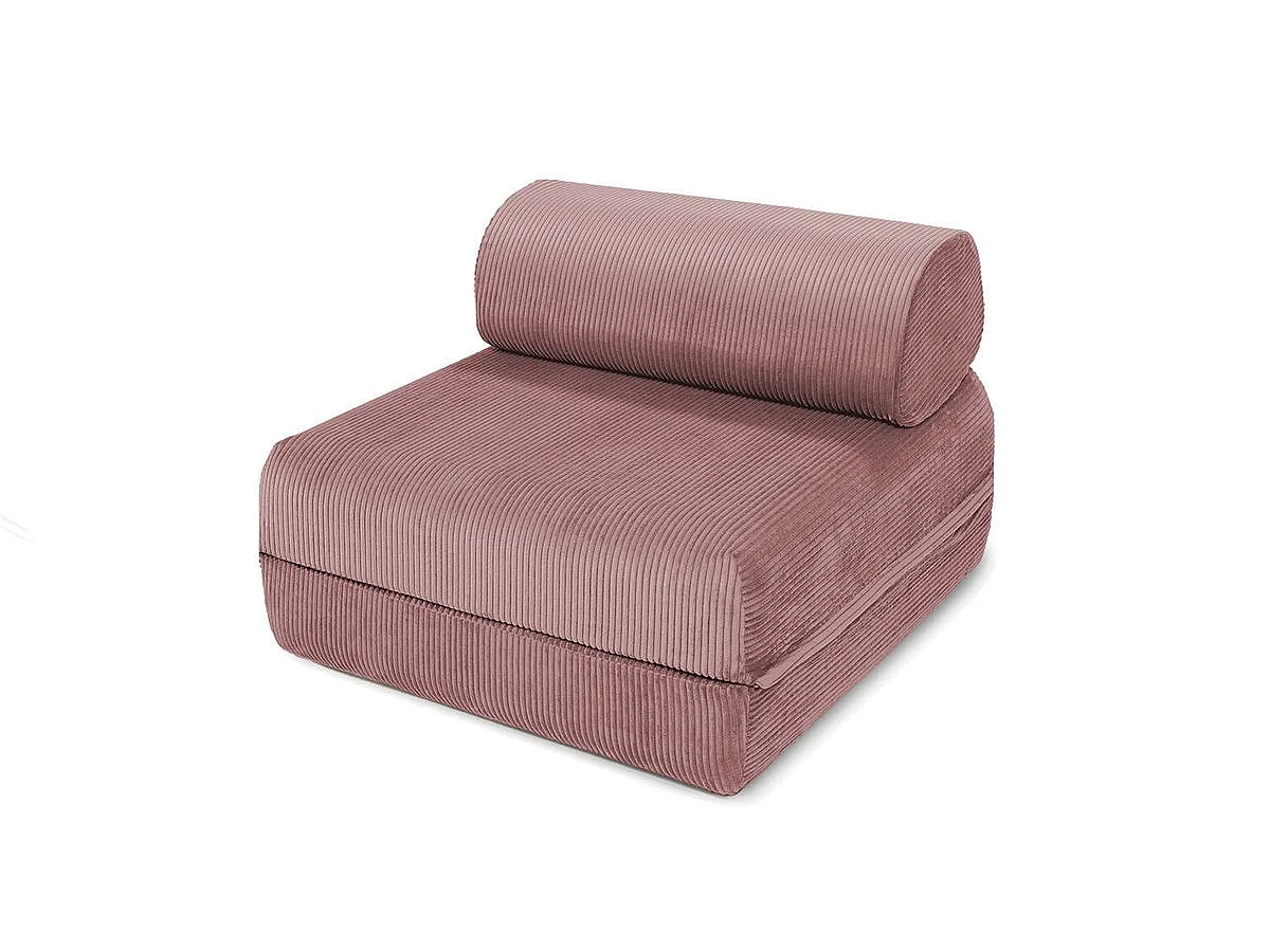Fauteuil modulable et convertible - Velours côtelé - Rose