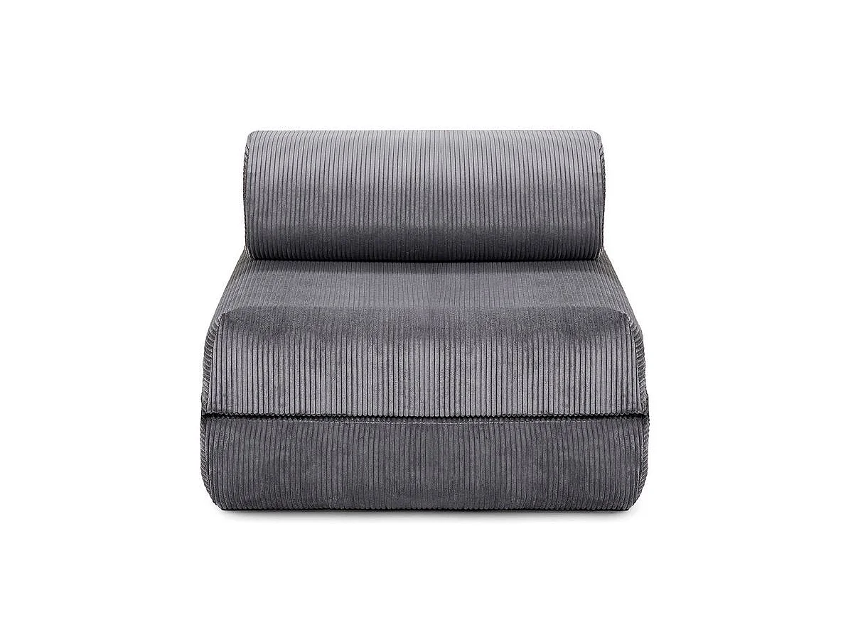 Fauteuil modulable et convertible - Velours côtelé - Gris