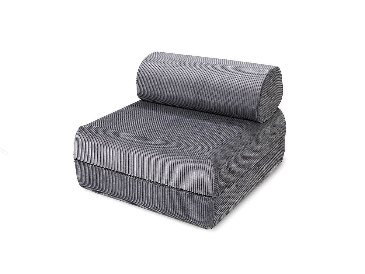 Fauteuil modulable et convertible - Velours côtelé - Gris