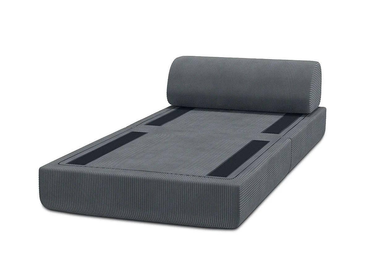 Fauteuil modulable et convertible - Velours côtelé - Gris