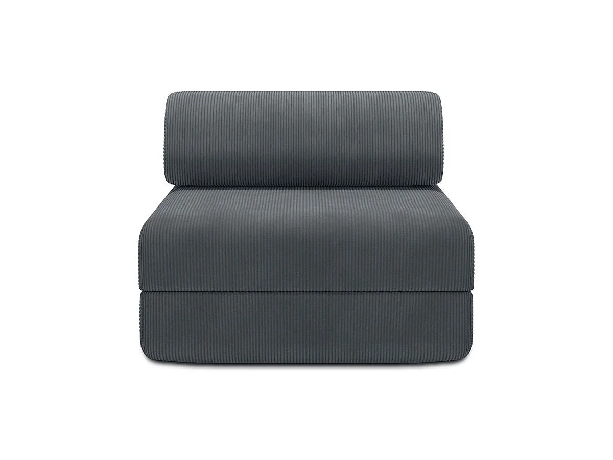 Fauteuil modulable et convertible - Velours côtelé - Gris