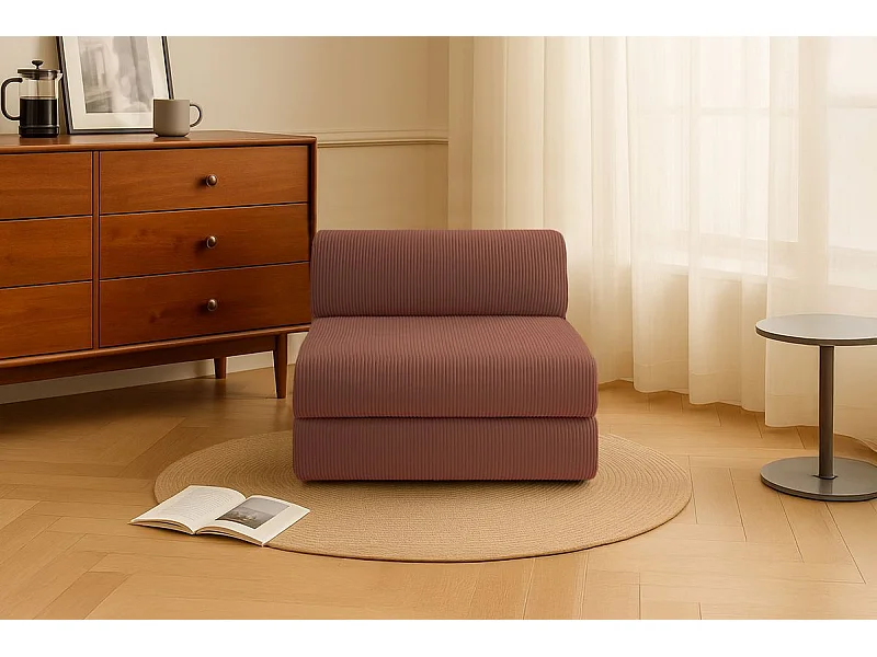 Fauteuil modulable et convertible - Velours côtelé - Terracotta