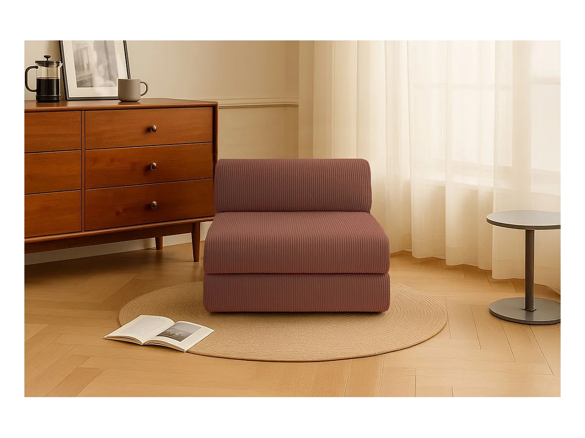 Fauteuil modulable et convertible - Velours côtelé - Terracotta