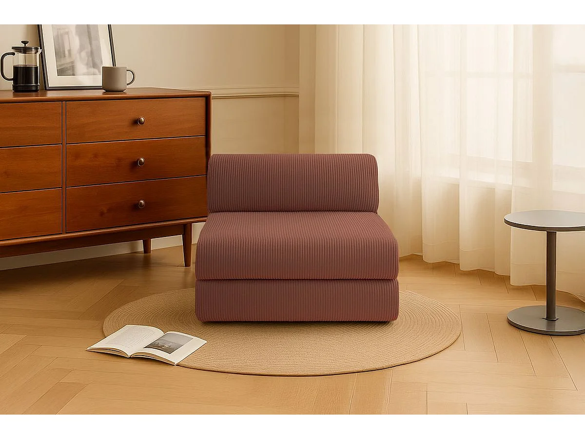 Fauteuil modulable et convertible - Velours côtelé - Terracotta