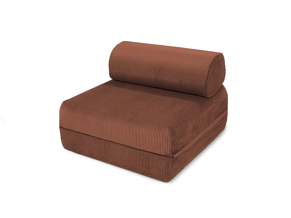 Fauteuil modulable et convertible - Velours côtelé - Terracotta