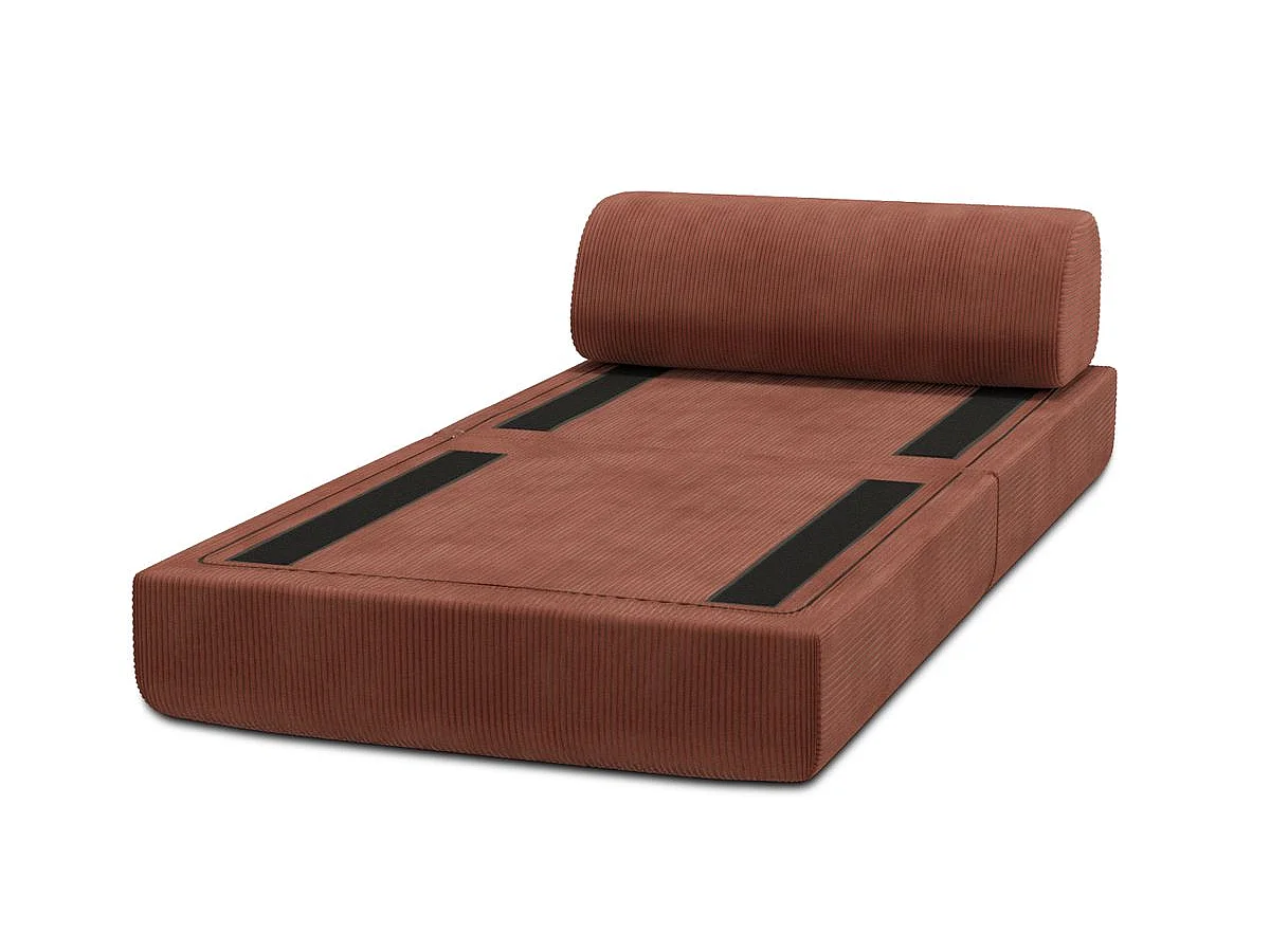 Fauteuil modulable et convertible - Velours côtelé - Terracotta