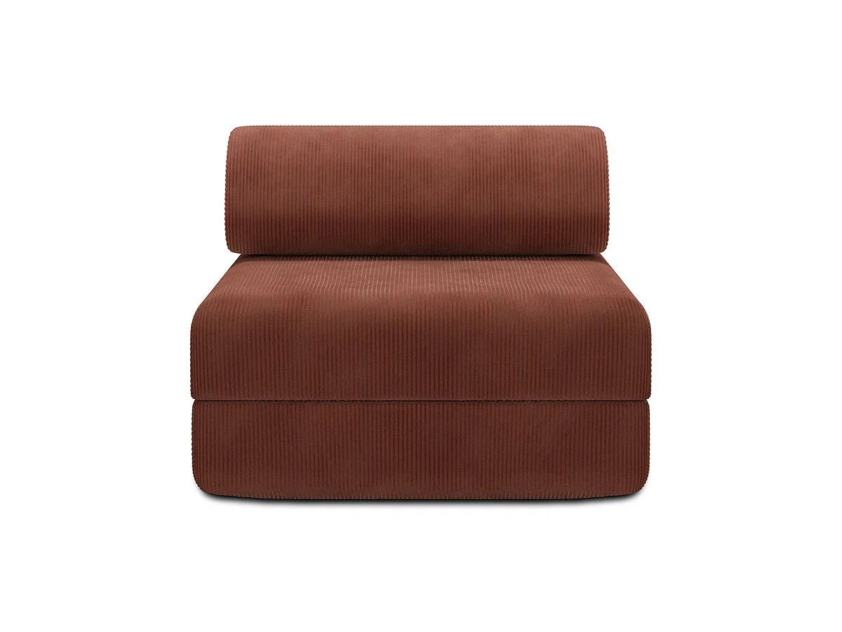 Fauteuil modulable et convertible - Velours côtelé - Terracotta