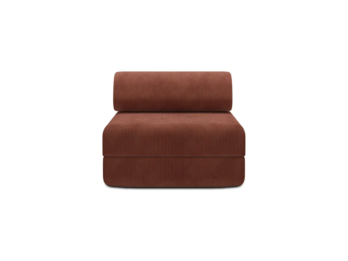 Omvormbare fauteuil van terracotta corduroy