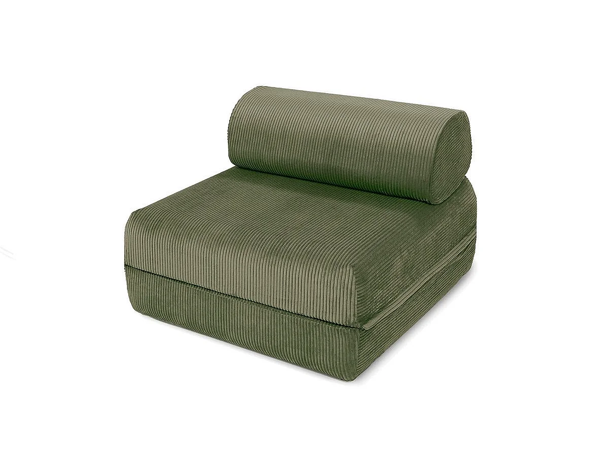 Fauteuil modulable et convertible - Velours côtelé - Vert