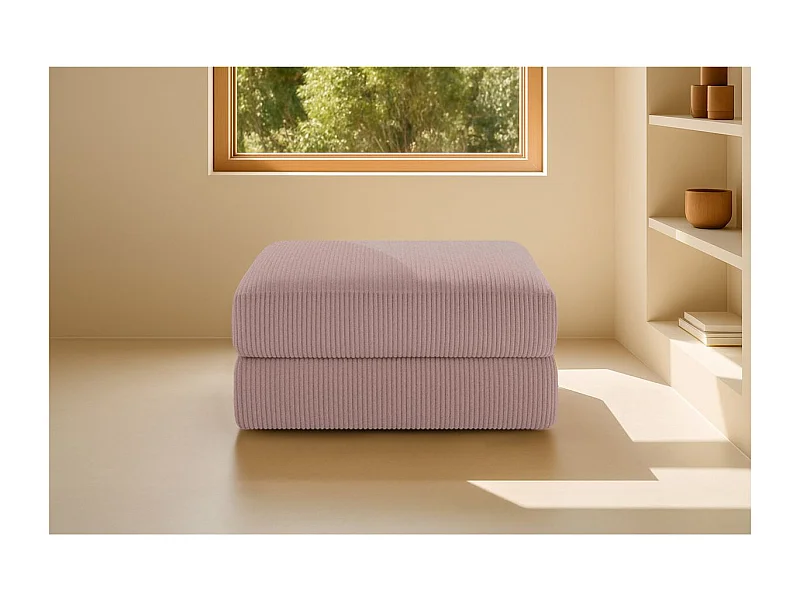 Pouf modulable et convertible - Velours côtelé - Rose pâle