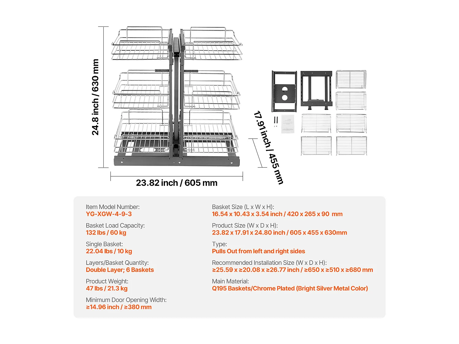 Organizador de Esquina SucceBuy, Deslizante de 3 Niveles en Cromado para Armario de Cocina