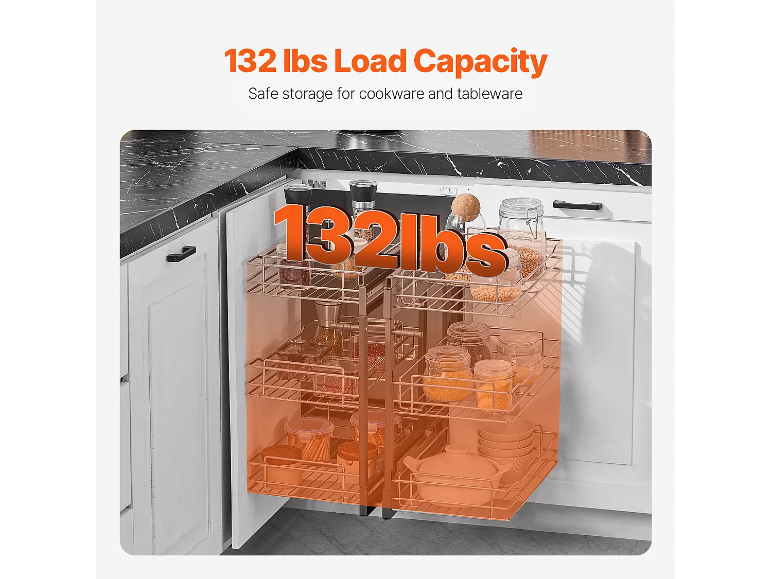 Organizador de Esquina SucceBuy, Deslizante de 3 Niveles en Cromado para Armario de Cocina