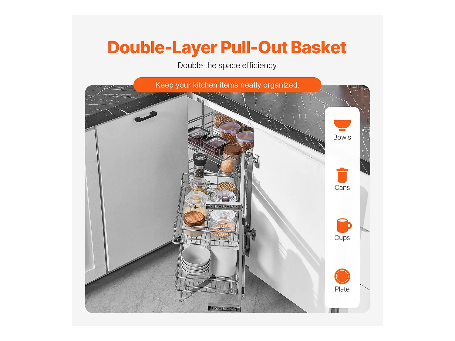 Organisateur d'Armoires de Cuisine SucceBuy,  Organisateur d'Angle Mort Coulissant, en Acier Galvanisé