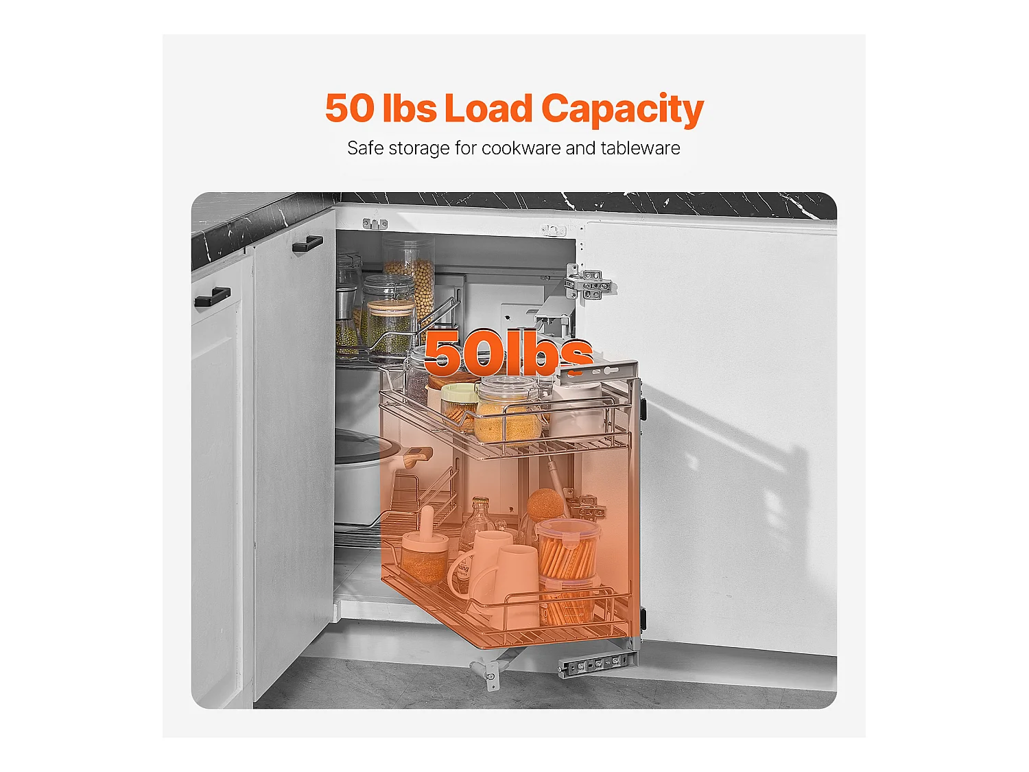 Organisateur d'Armoires de Cuisine SucceBuy,  Organisateur d'Angle Mort Coulissant, en Acier Galvanisé