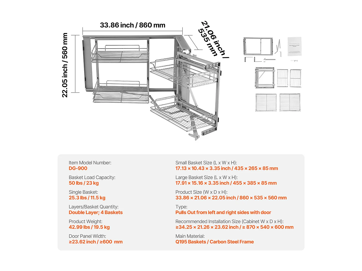 Organisateur d'Armoires de Cuisine SucceBuy,  Organisateur d'Angle Mort Coulissant, en Acier Galvanisé