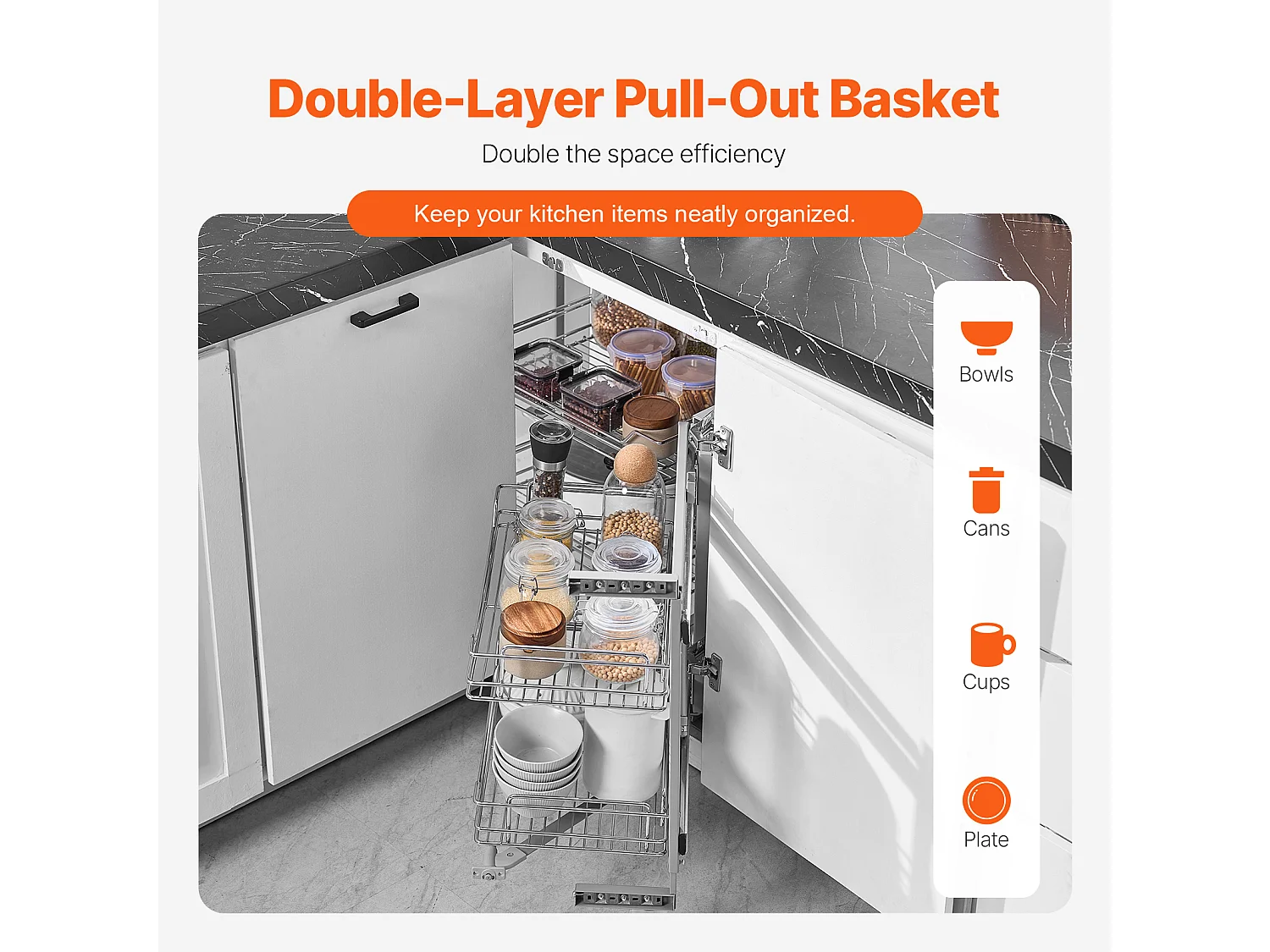 Organisateur d'Armoires de Cuisine SucceBuy,  Organisateur d'Angle Mort Coulissant, en Acier Galvanisé