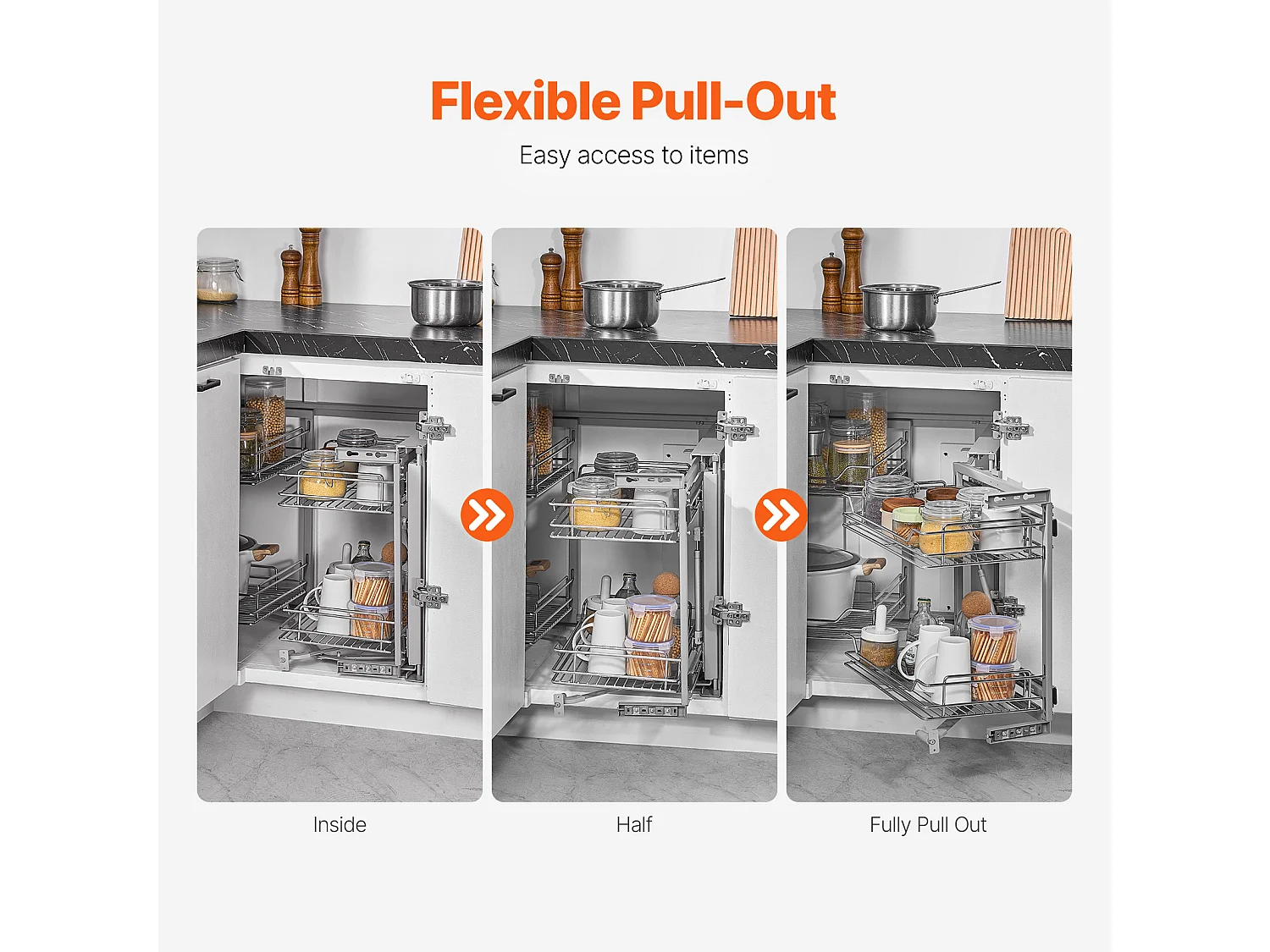 Organisateur d'Armoires de Cuisine SucceBuy,  Organisateur d'Angle Mort Coulissant, en Acier Galvanisé