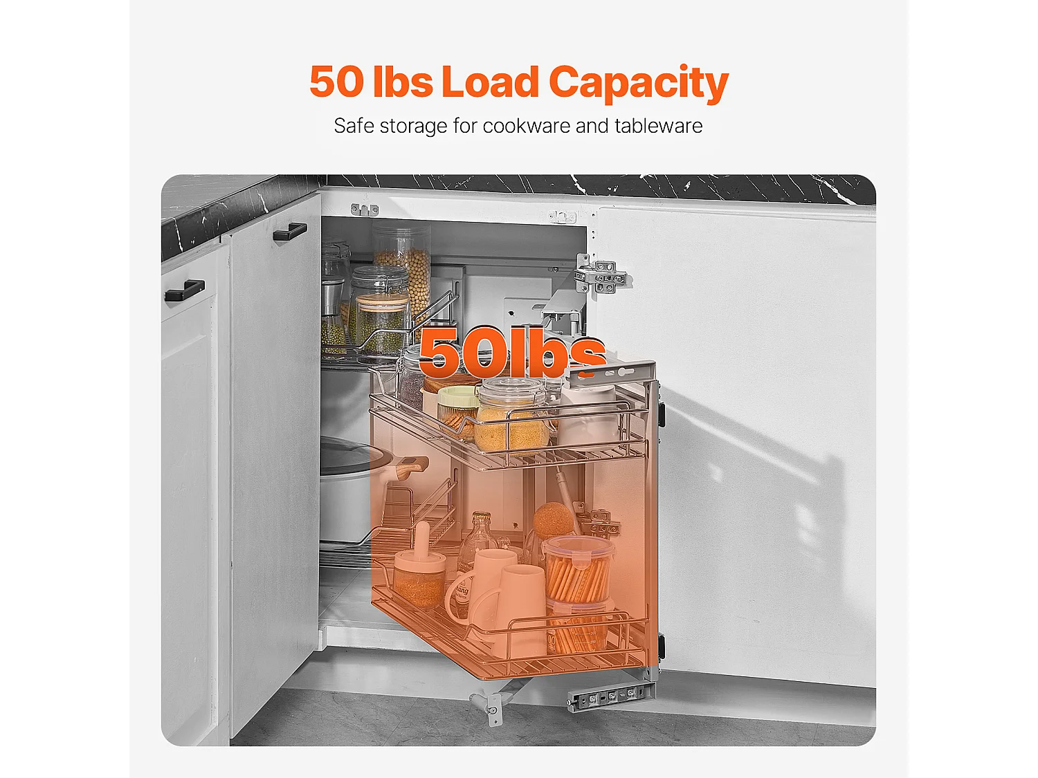 Organisateur d'Armoires de Cuisine SucceBuy,  Organisateur d'Angle Mort Coulissant, en Acier Galvanisé