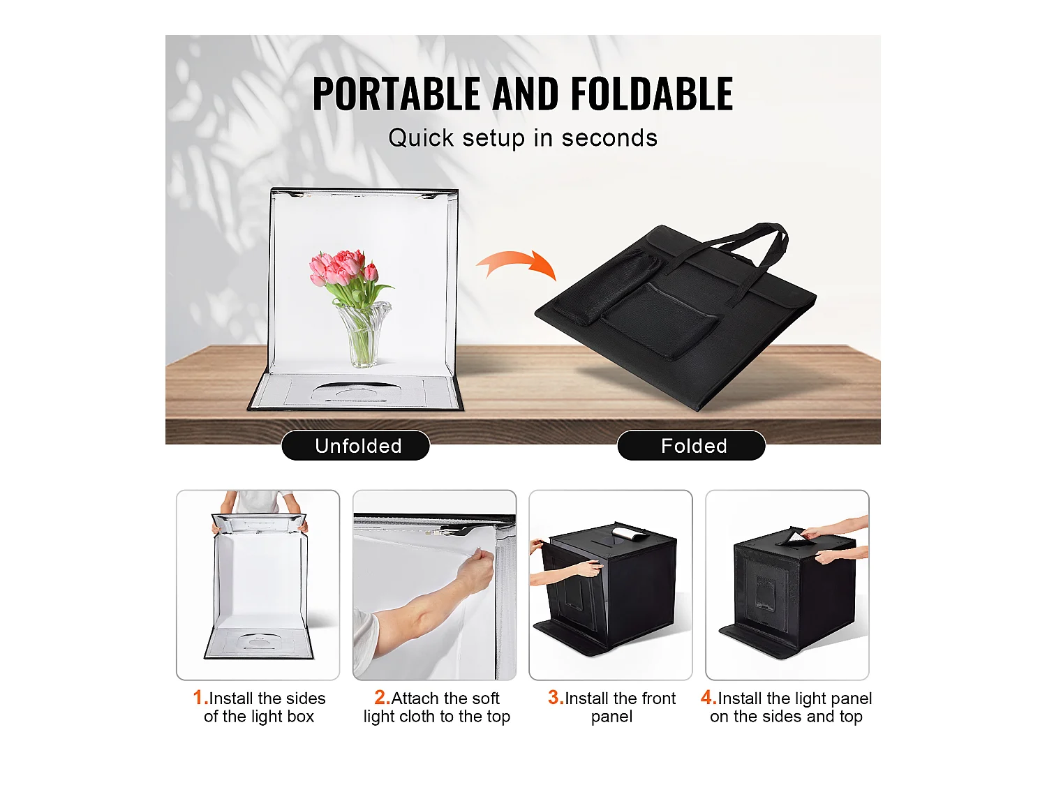 Boîte à Lumière Studio Photo SucceBuy, 50,5x49,5 cm, Températures Réglables de 3000 à 5600 K