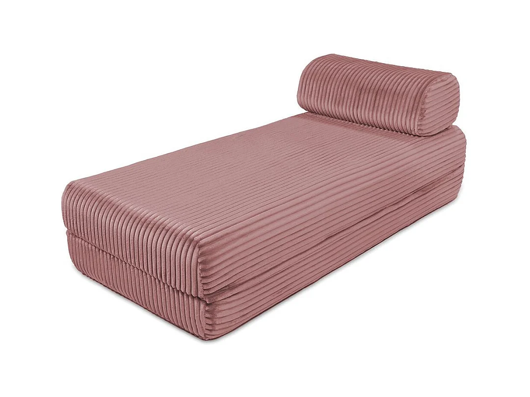 Canapé d'angle modulable et convertible 5 places - Velours côtelé XL - Rose