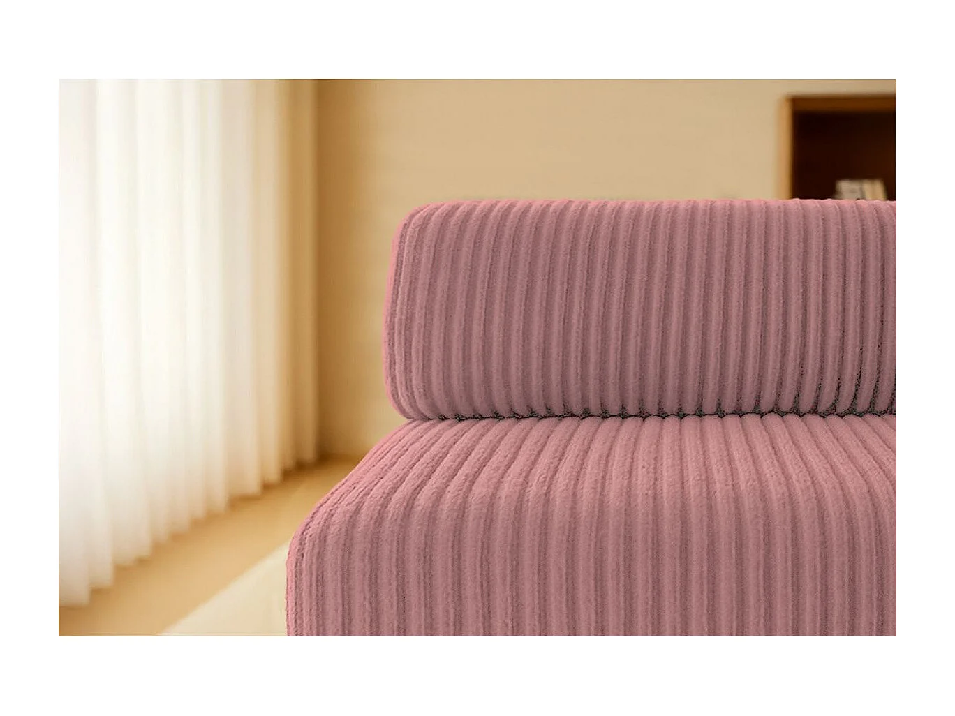 Canapé d'angle modulable et convertible 5 places - Velours côtelé XL - Rose