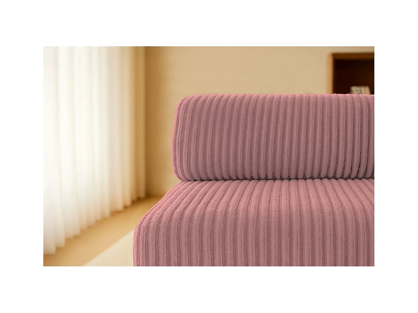 Canapé droit modulable et convertible 5 places - Velours côtelé XL - Rose