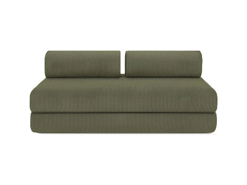 Canapé droit modulable et convertible 6 places - Velours côtelé - Vert